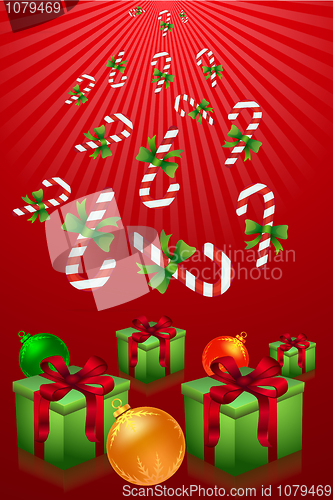 Image of merry christmas with gifts and candies
