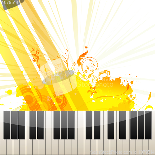 Image of piano keys on grungy background