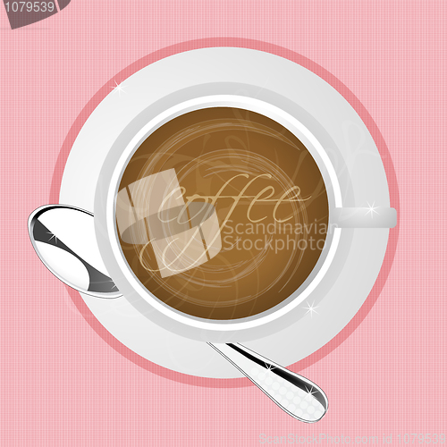Image of illustration of coffee on table with smoke coming out of it