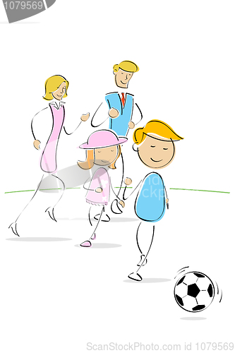 Image of family playing soccer