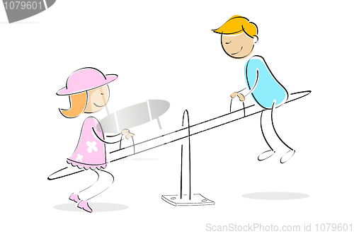 Image of kids enjoying on seesaw