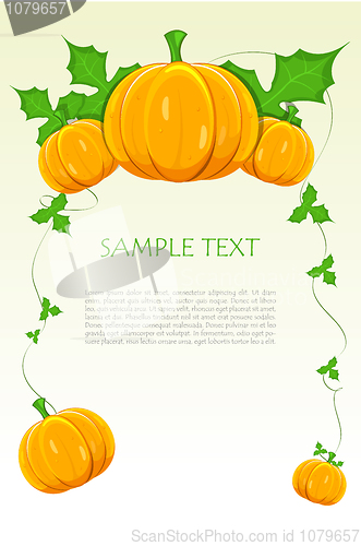 Image of vector halloween pumpkin with text template