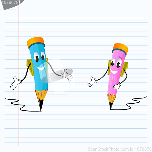 Image of vector pencil going to school