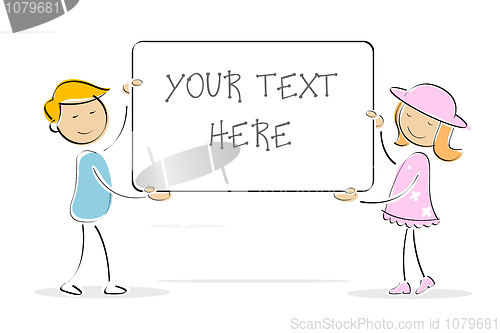 Image of kids holding blank board