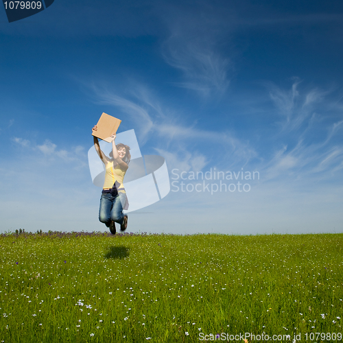 Image of Girl with a paper card