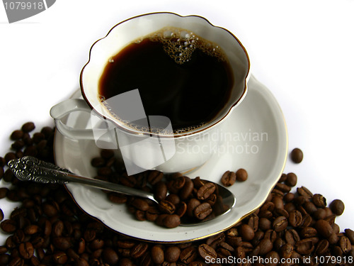Image of grains coffee and cup 