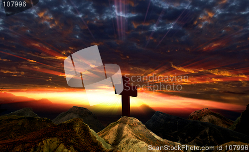 Image of Sunset and Cross