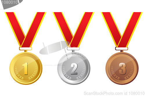 Image of gold, silver and bronze medal