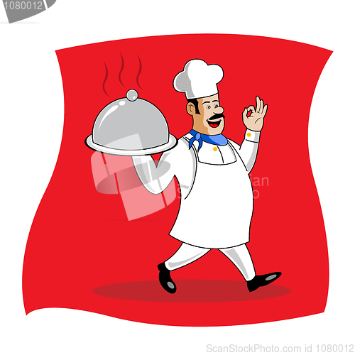 Image of cook serving food