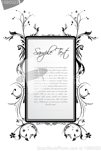 Image of sample text in floral frame