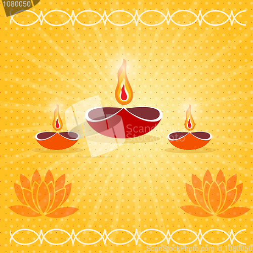 Image of diwali card decorated with diya