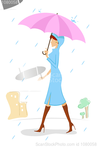 Image of lady in rainy day