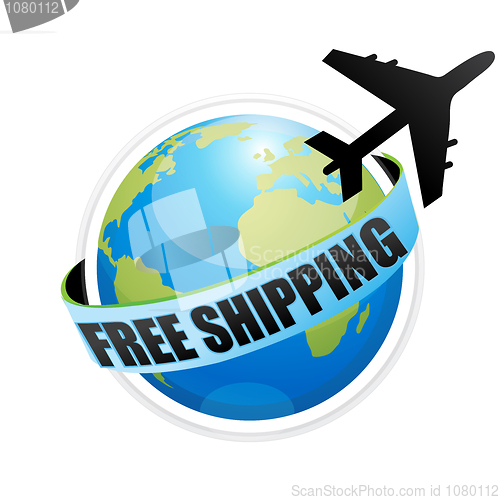 Image of free shipping with aeroplane