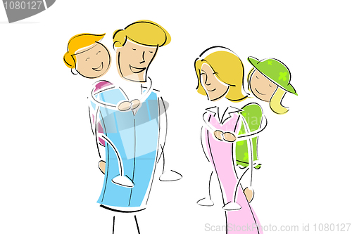 Image of kids on piggy ride of their parent