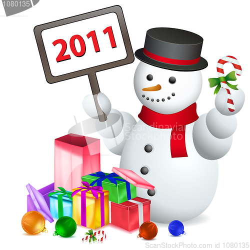 Image of snowman welcoming new year