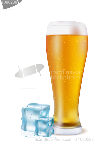 Image of beer glass with ice cubes