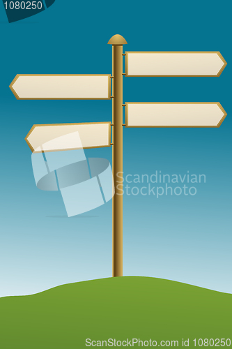 Image of direction board on grassland