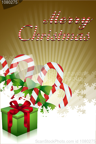 Image of merry christmas with gifts and candies