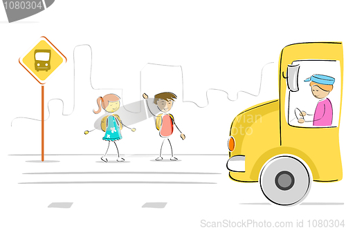 Image of kids at bus stop