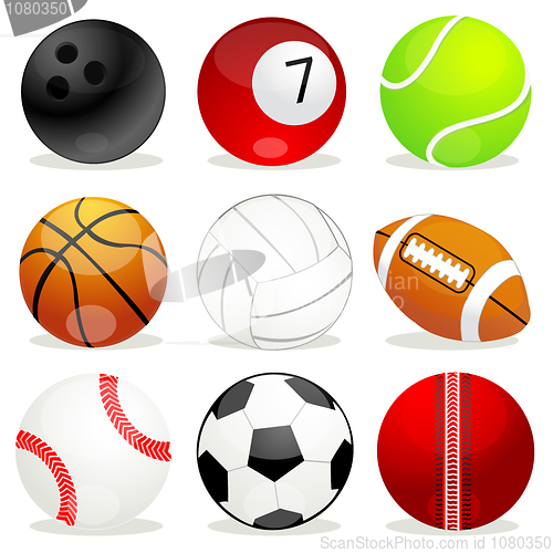 Image of set of different sports balls