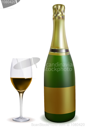 Image of wine bottle with glass