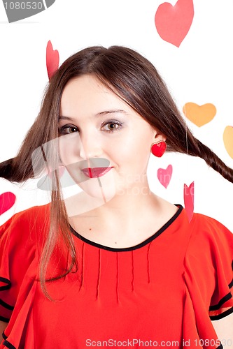 Image of young woman on Valentine's day