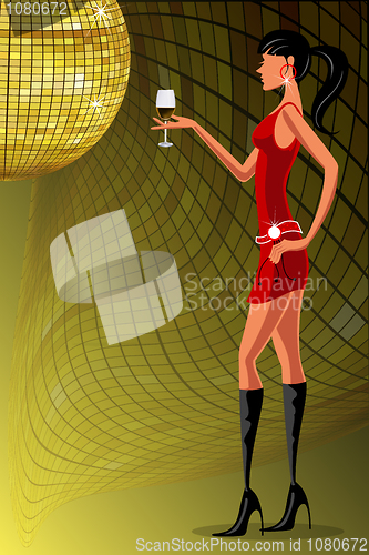 Image of lady with wine glass in a party