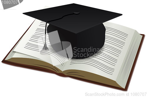 Image of doctorate cap with book