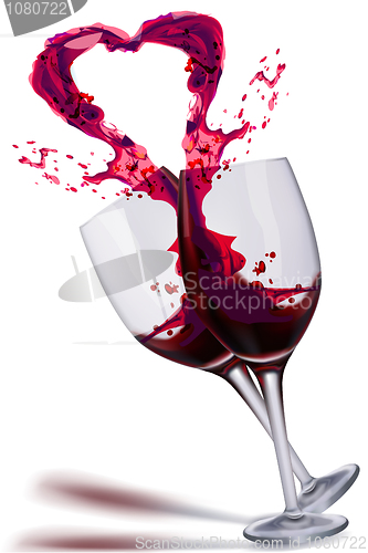 Image of wine splashing out in heart shape