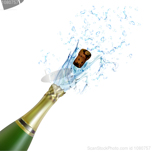 Image of explosion of champagne bottle cork