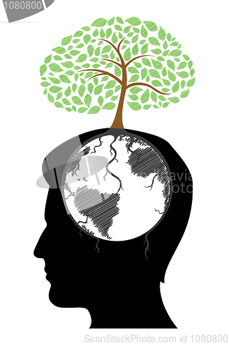 Image of man's mind with tree