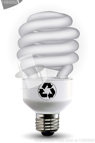 Image of cfl bulb with recycle symbol