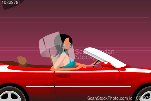 Image of urban woman driving car