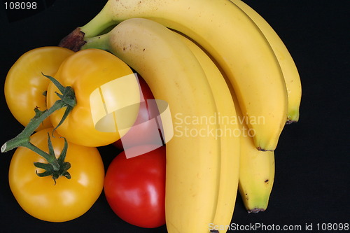 Image of Tomatos and bananas