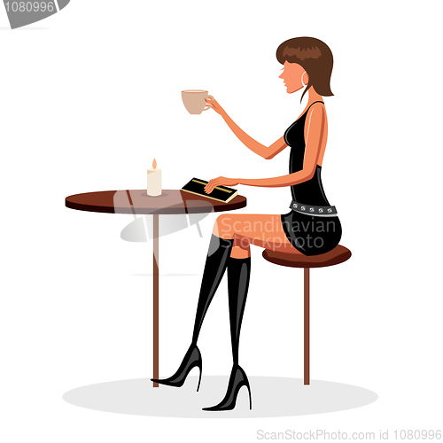 Image of young lady in cafe