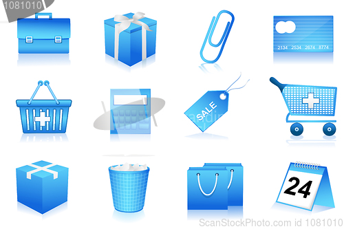 Image of shopping and office icons