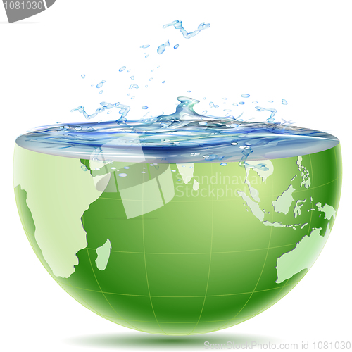 Image of globe core with water splashing out