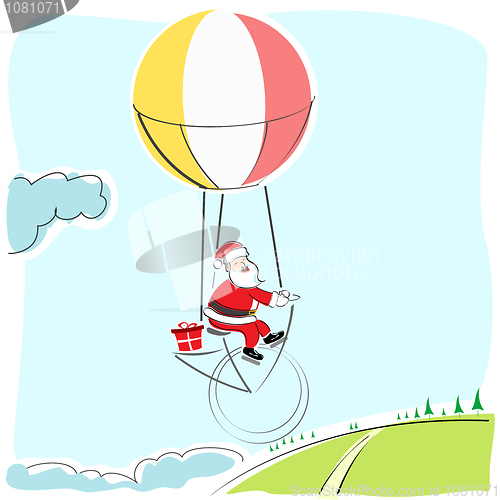 Image of santa flying in parachute