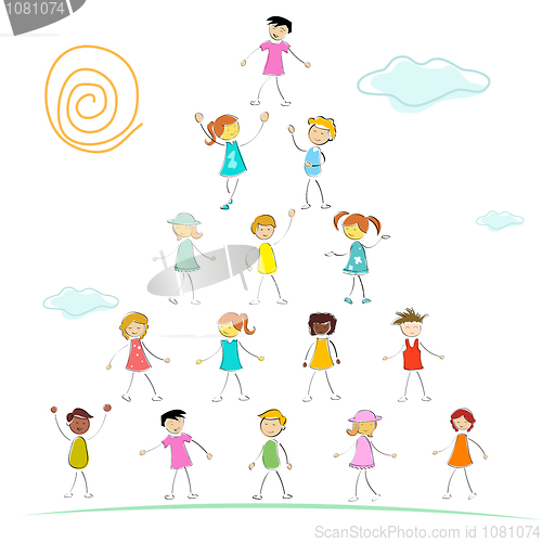 Image of kid forming a pyramid
