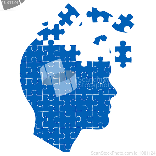 Image of man's mind with jigsaw puzzle