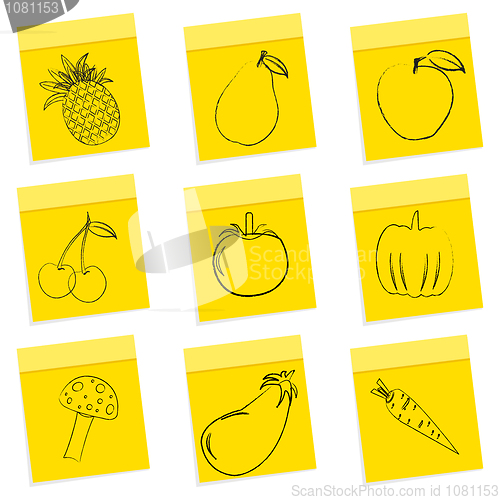 Image of fruit & vegetables sketch