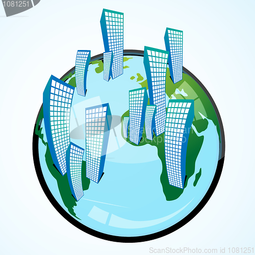 Image of globe with buildings