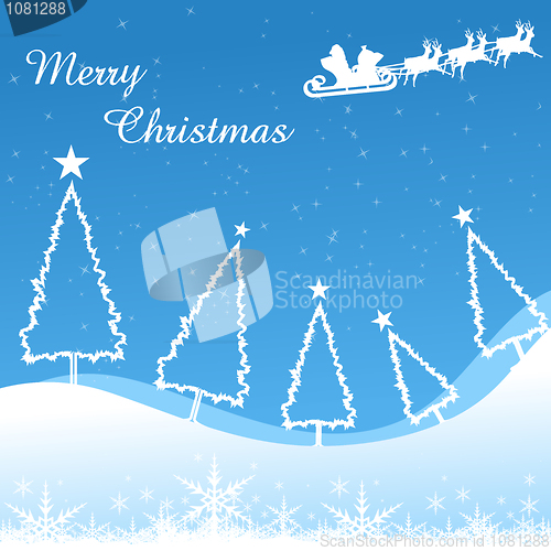 Image of merry christmas card with xmas tree