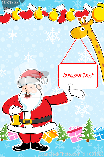 Image of marry christmas card with santa