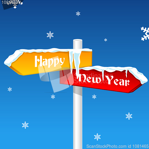 Image of new year card with direction board