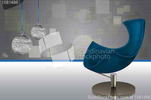 Image of modern chair with disco ball