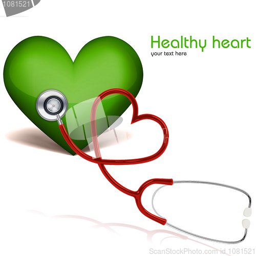 Image of healthy heart with stethoscope