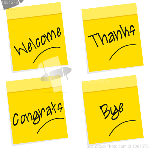 Image of greetings on sticky notes