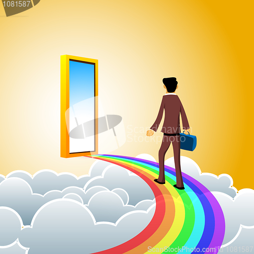 Image of business man on heaven