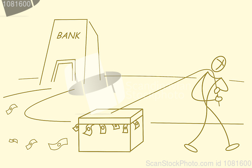Image of sketchy man with currency